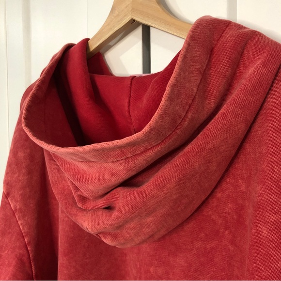 Nena x Pasadena 100% cotton unisex red acid wash hoodie with flames / M-XS, W-M - Picture 5 of 6